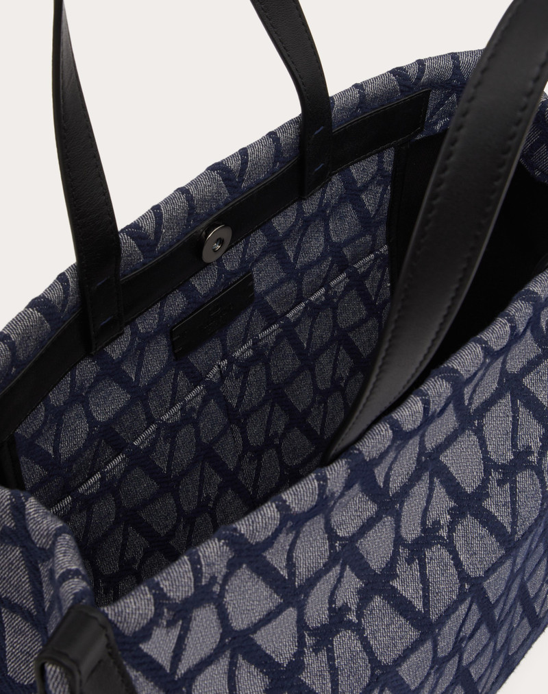 TOILE ICONOGRAPHE MEDIUM SHOPPER IN JACQUARD FABRIC WITH DENIM EFFECT 7