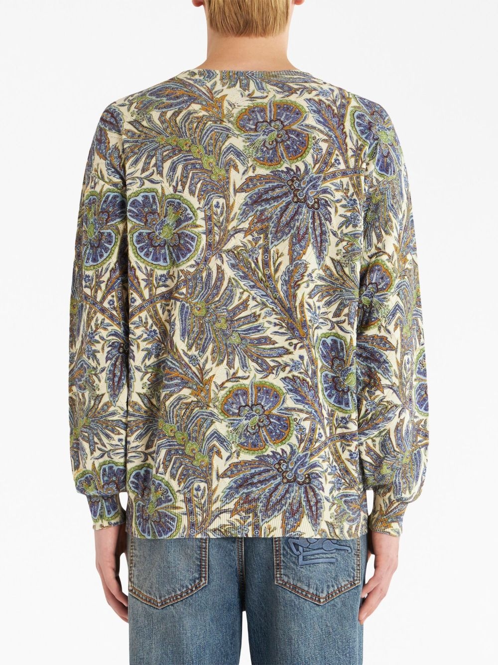 botanical-print cotton-cashmere blend cardigan - 3