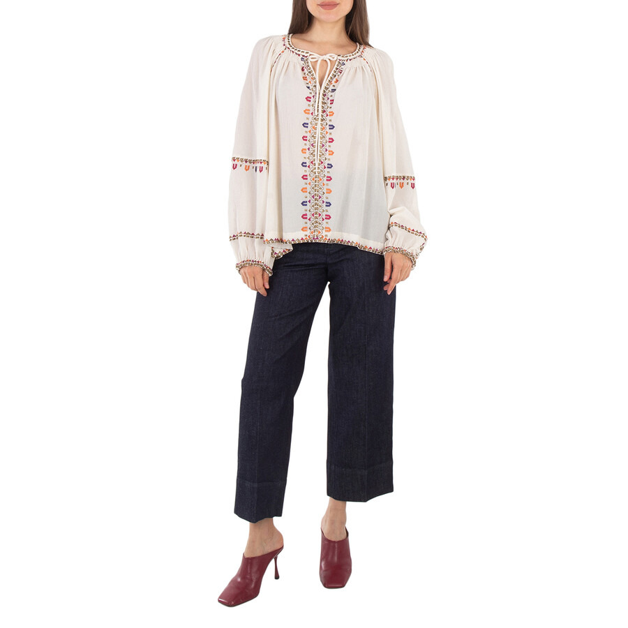 Isabel Marant Ladies Ecru Clive Silk Blend Blouse - 2