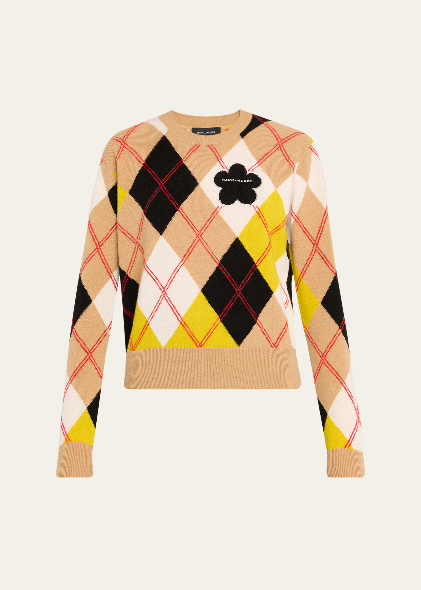 Preppy Daisy Argyle Crewneck Sweater - 1