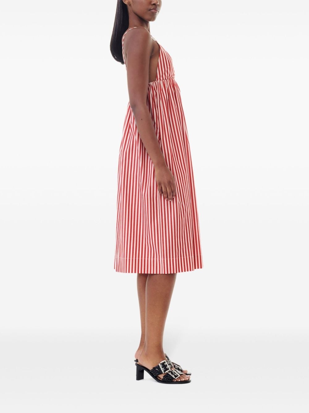 striped V-neck dress - 3