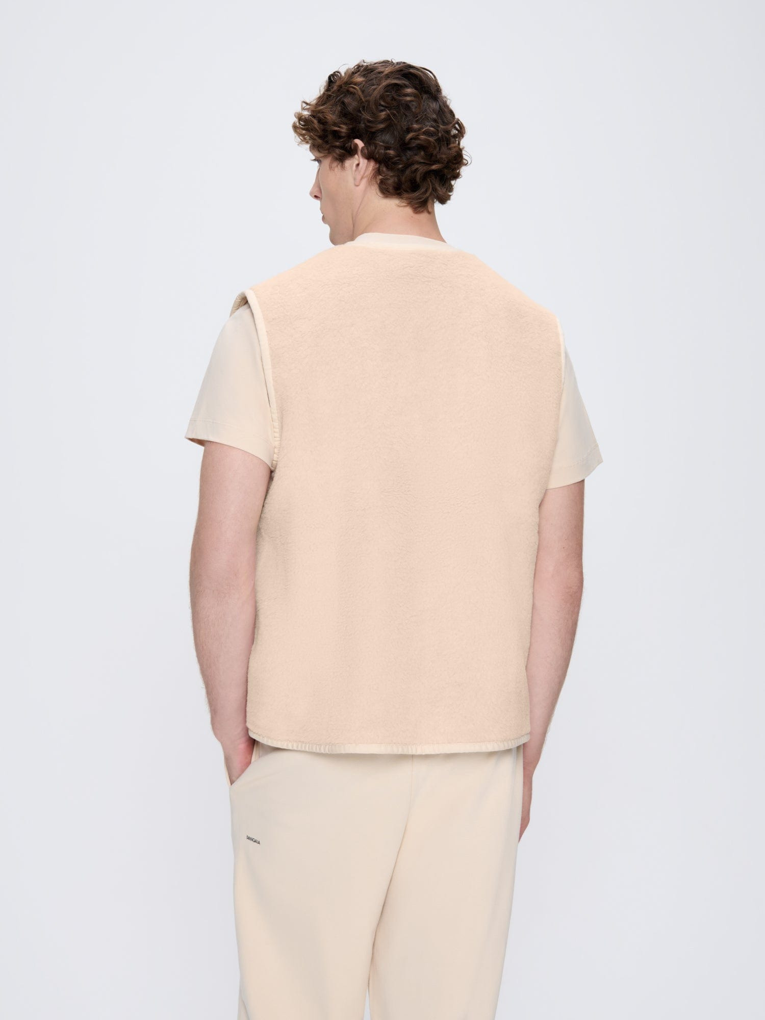 Mens Recycled Wool Fleece Gilet - Sand - 5