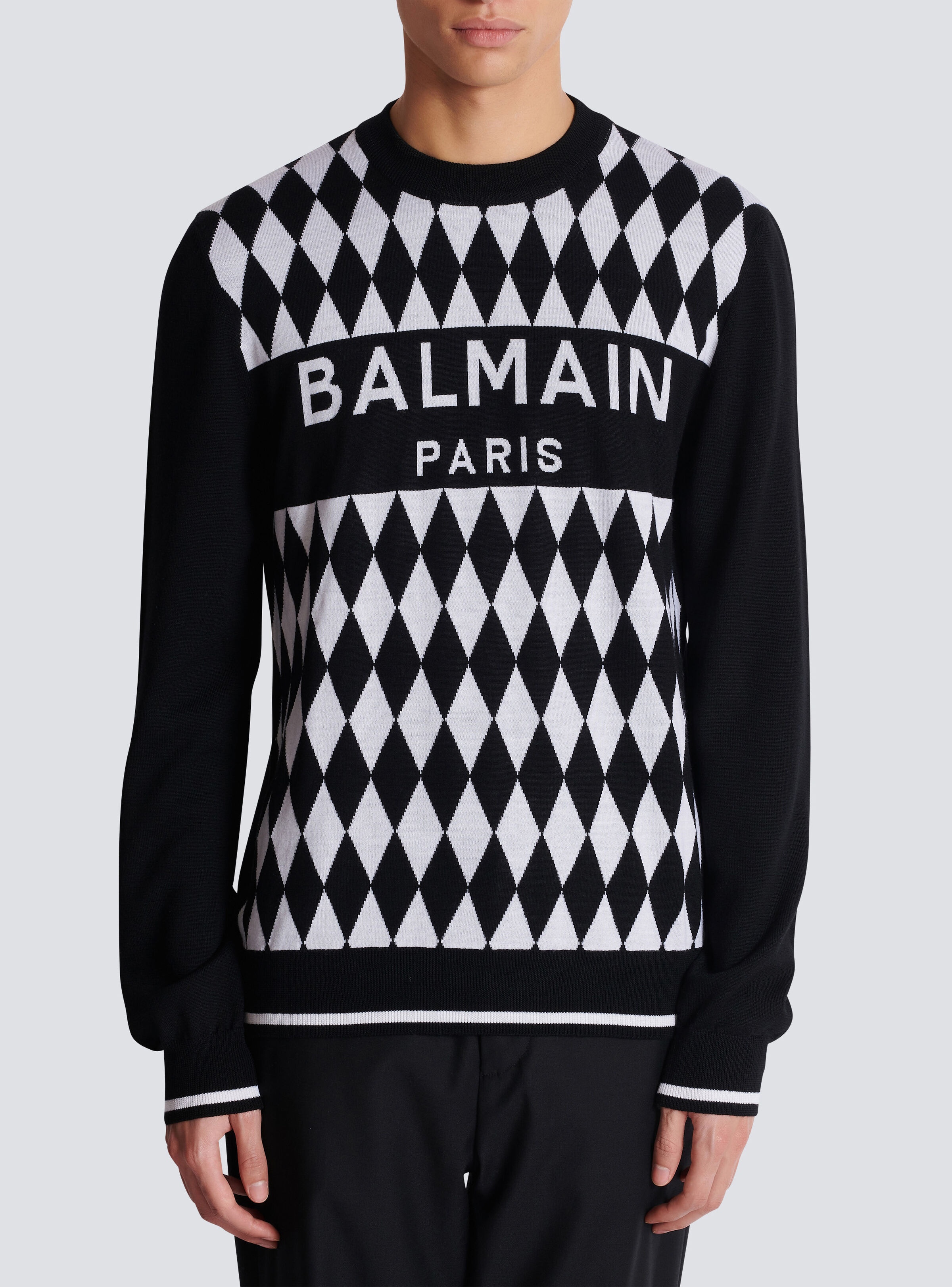 Diamond Balmain Paris two-tone jacquard jumper - 5