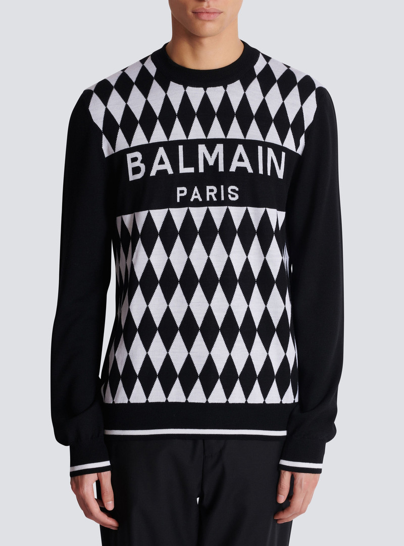 Diamond Balmain Paris two-tone jacquard jumper 5