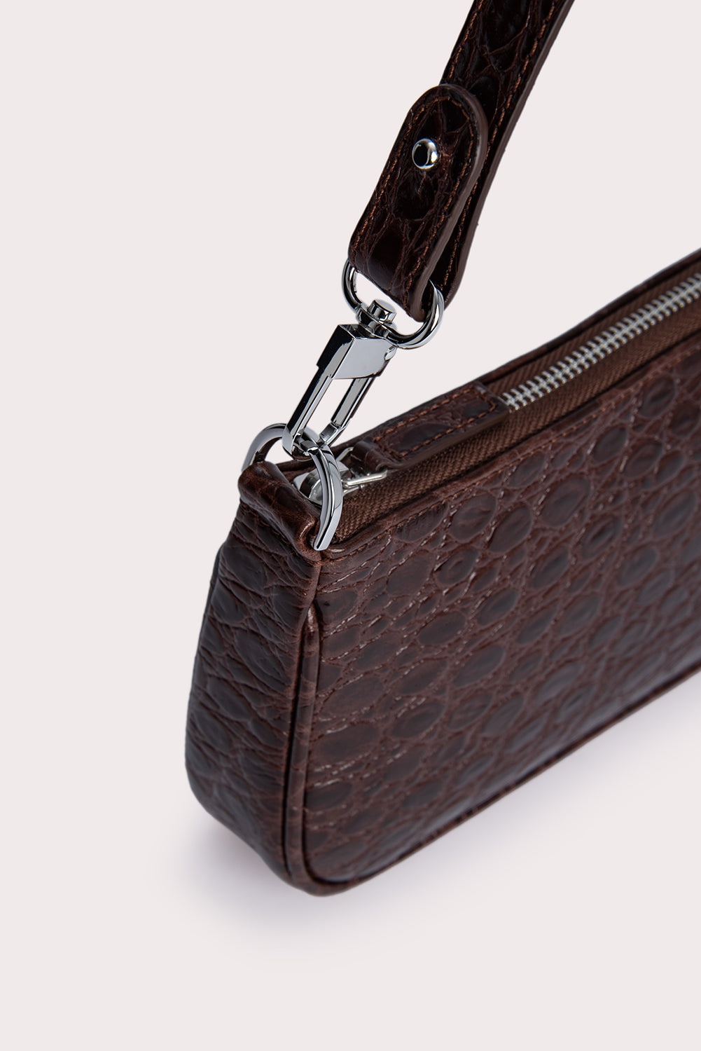 BY FAR Rachel Sequoia Circular Croco Embossed Leather