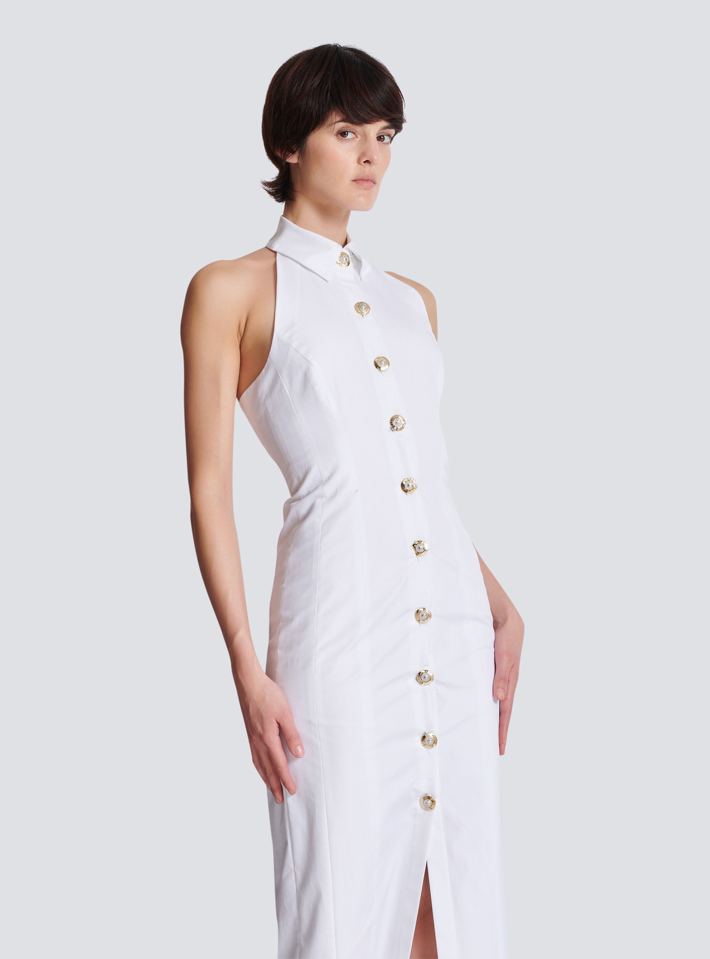 Bodycon backless poplin dress - 6