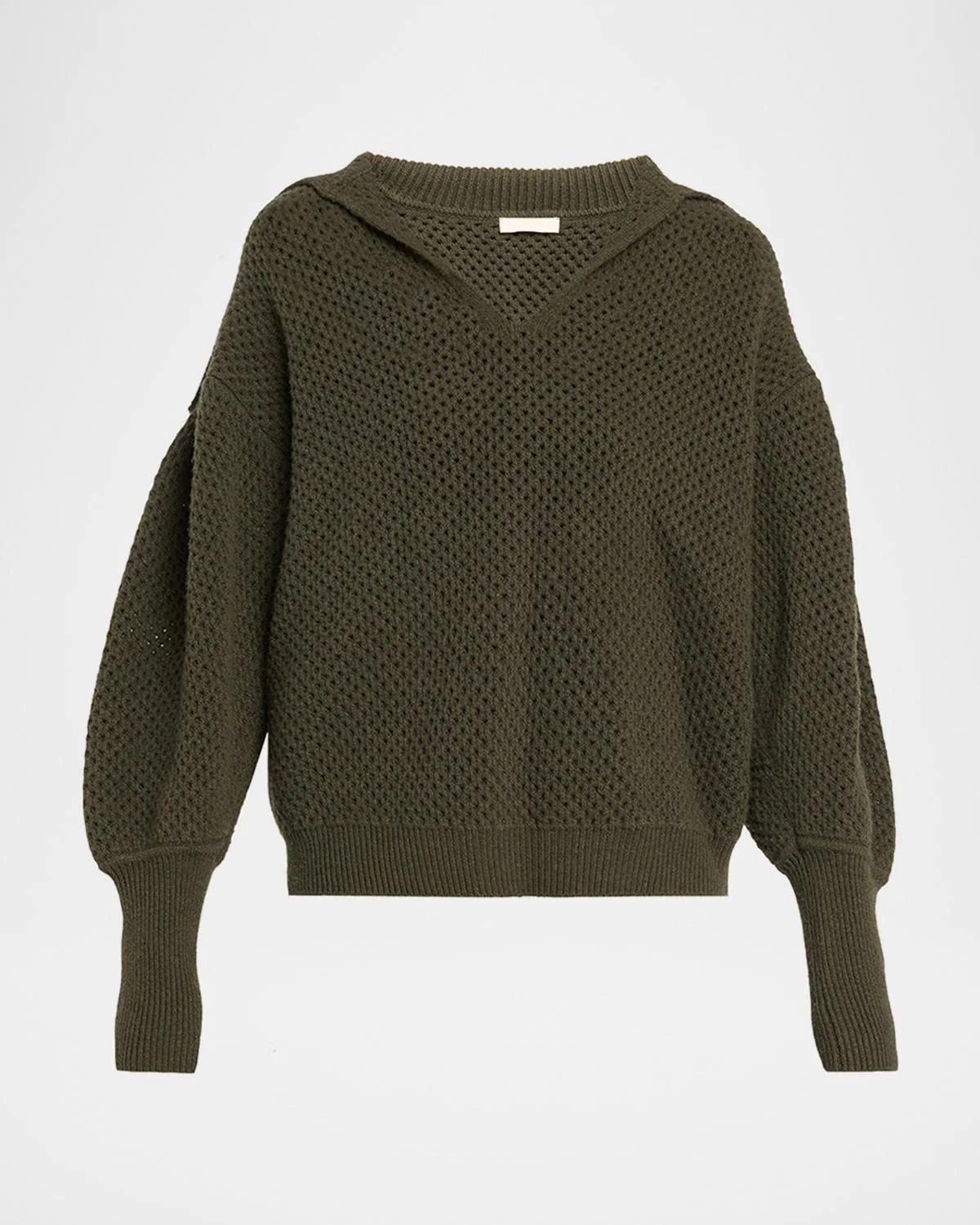 Lila Wool Open Knit Sailor-Collar Sweater - 1