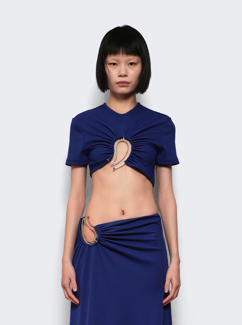 Paisley Ruched Crop Tee Yves Blue - 2