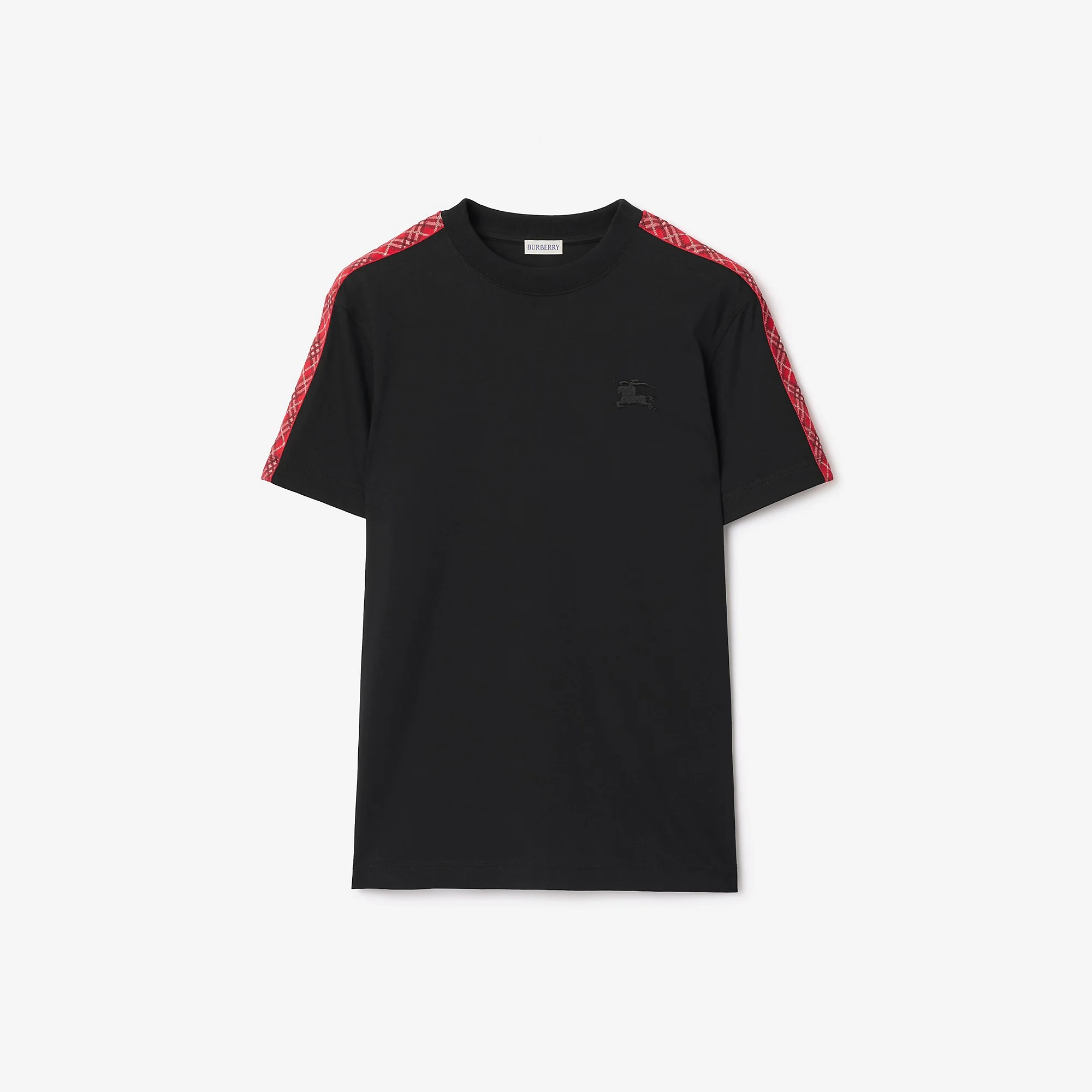 Check Trim Cotton T-shirt - 1