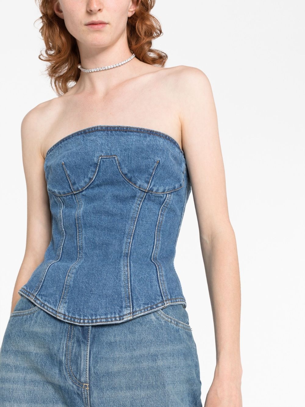 strapless denim corset top - 5