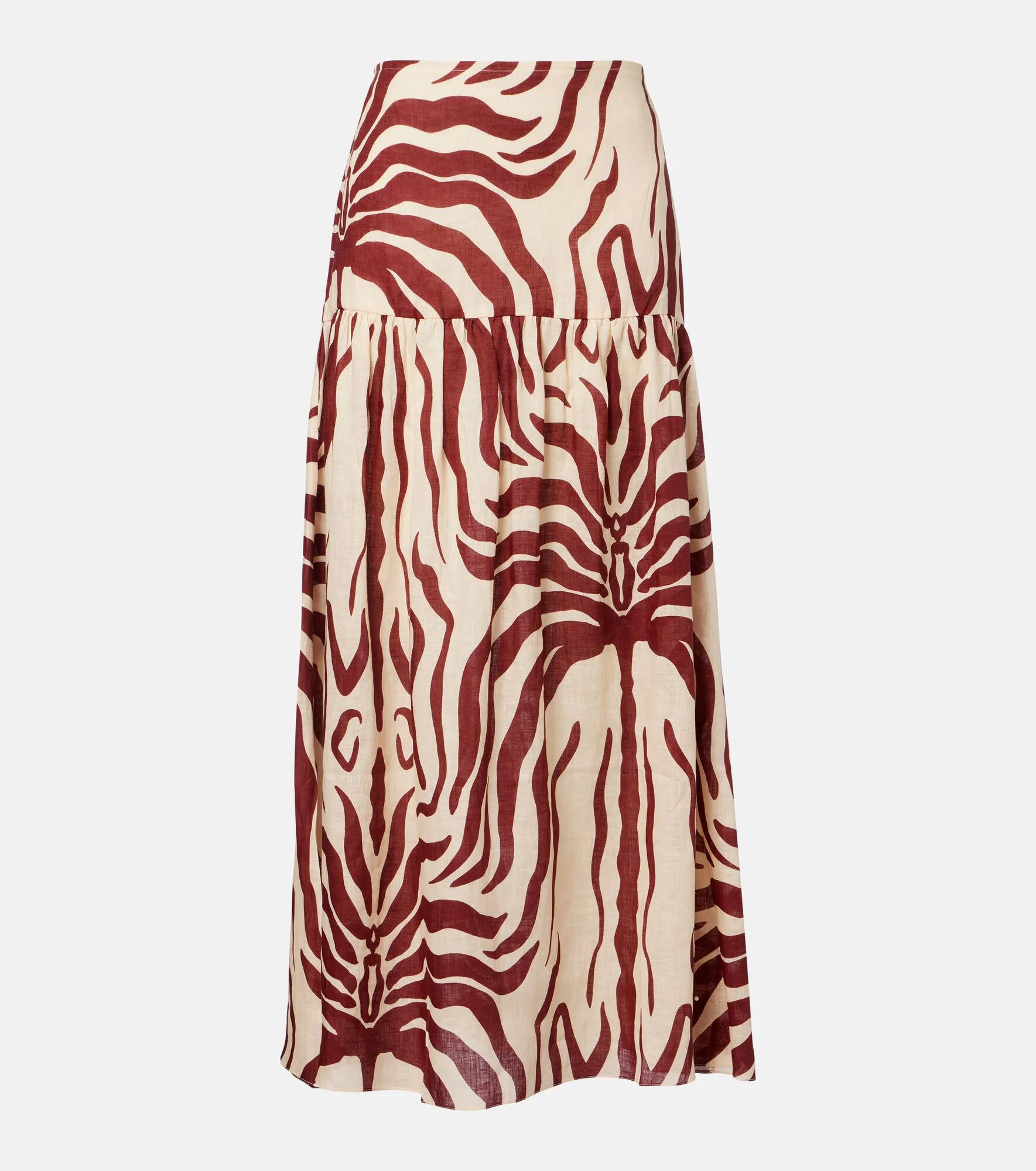 Gathered printed linen maxi skirt - 1