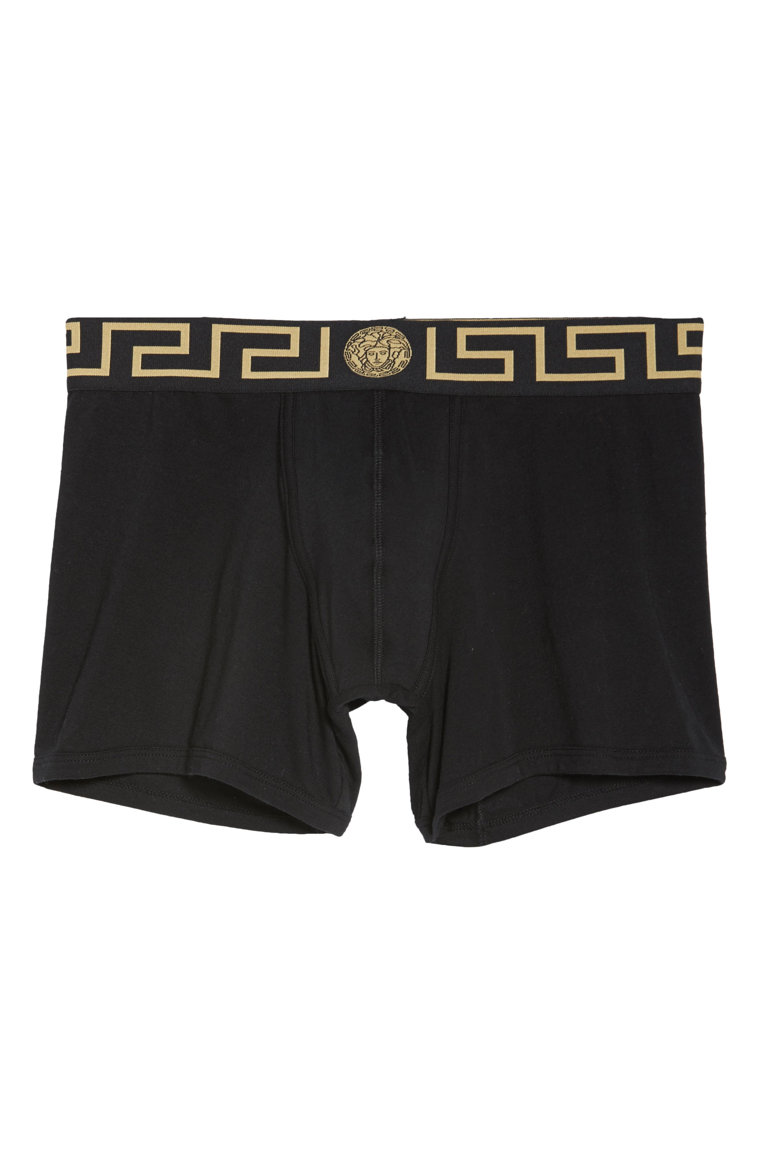 Versace Long Stretch Cotton Trunks in Black/Gold at Nordstrom - 6