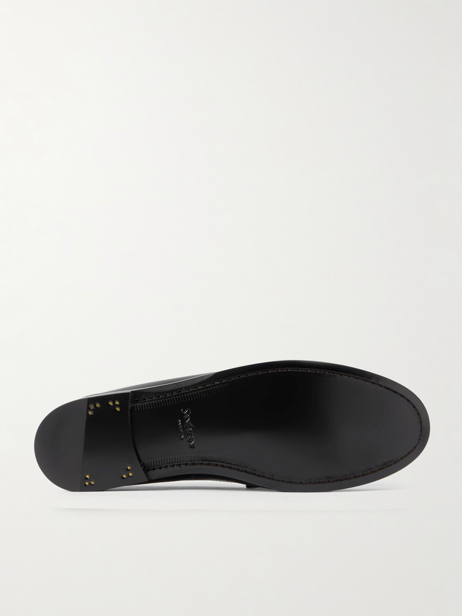 Laurent Logo-Embellished Leather Penny Loafers Black - 3