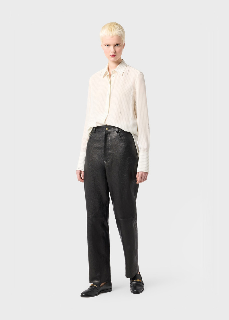 Blumarine STRIPED CRÊPE DE CHINE SHIRT WITH LOGO outlook