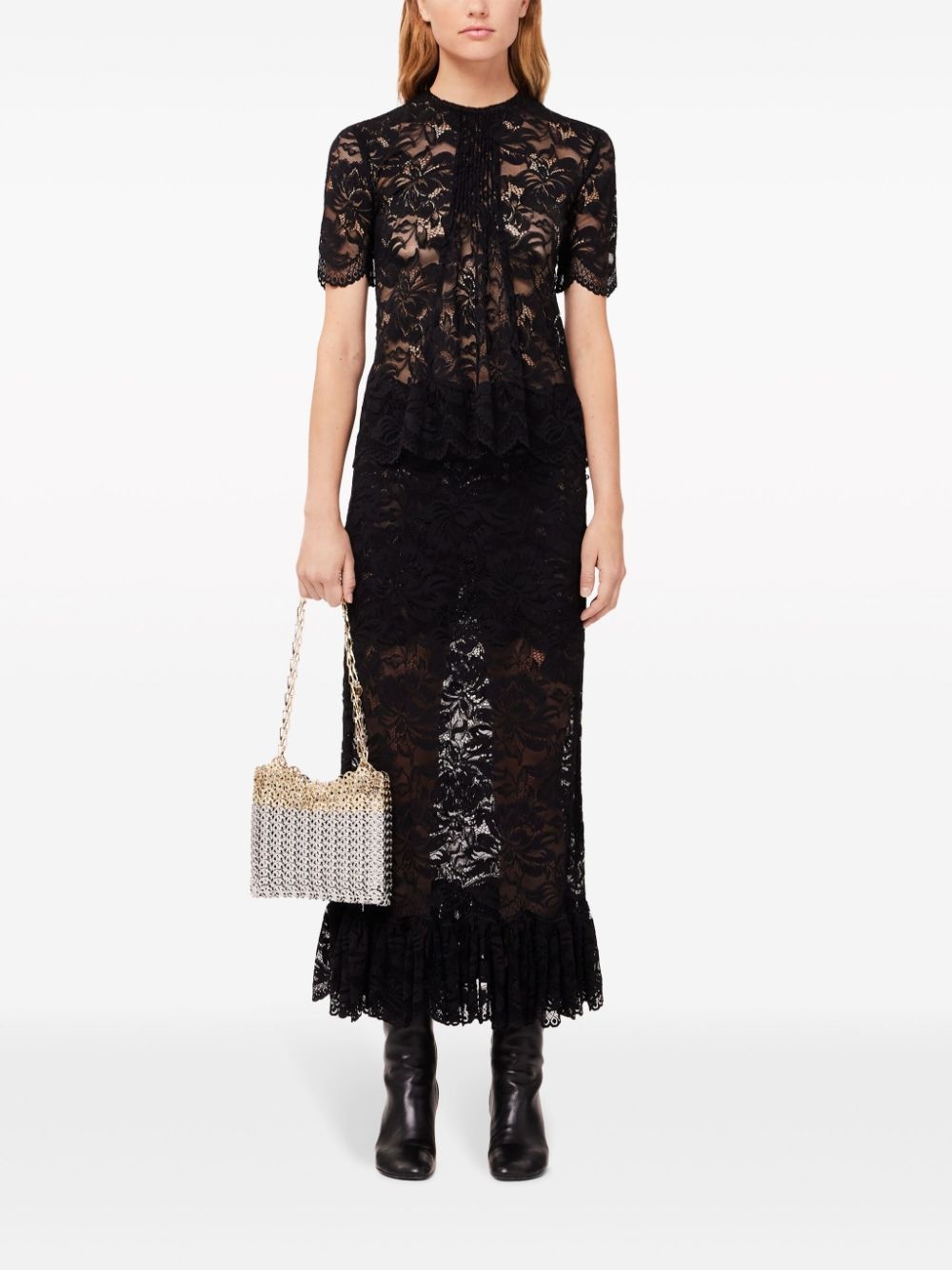high-waist lace midi skirt - 2