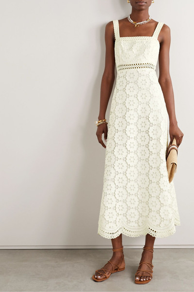 Zimmermann Bells linen and cotton-blend guipure lace midi dress outlook