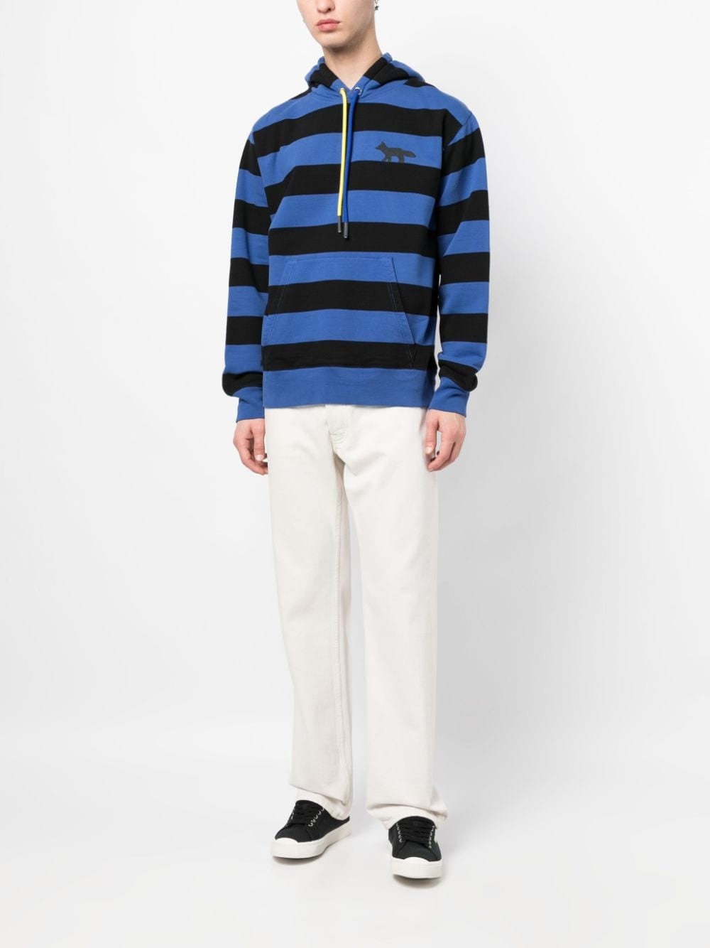 stripe-pattern jersey hoodie - 2