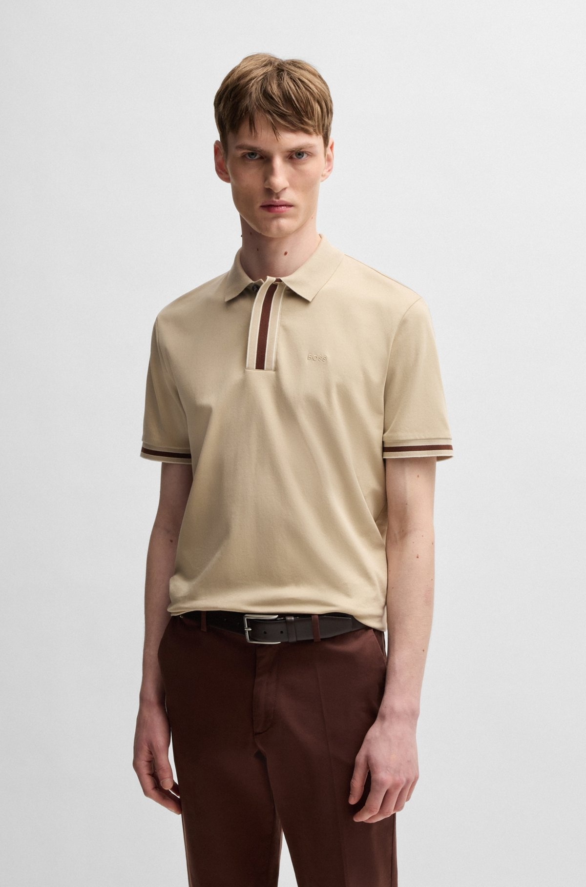 INTERLOCK-COTTON POLO SHIRT WITH CONTRAST TIPPING - 2