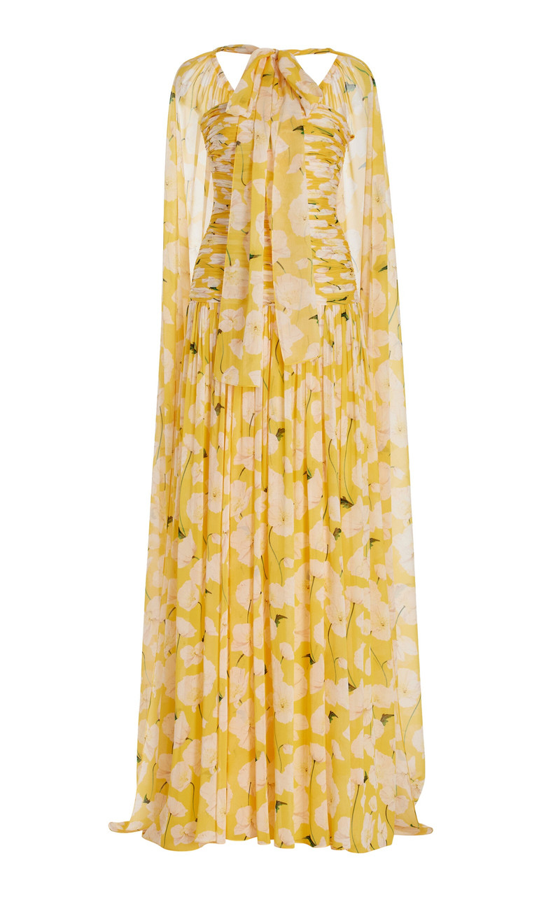 Cape-Detailed Silk Gown white - 1