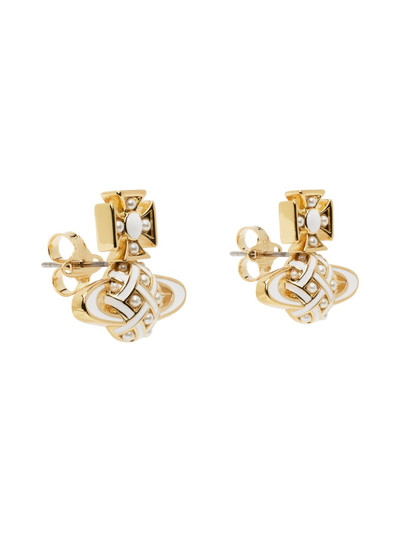 Vivienne Westwood Gold & White Cassie Bas Relief Earrings outlook