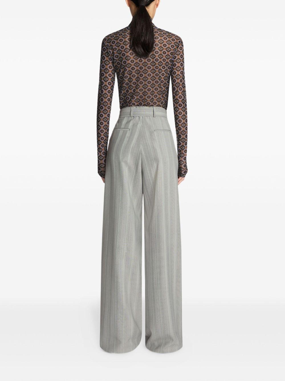 belted pinstripe trousers - 4