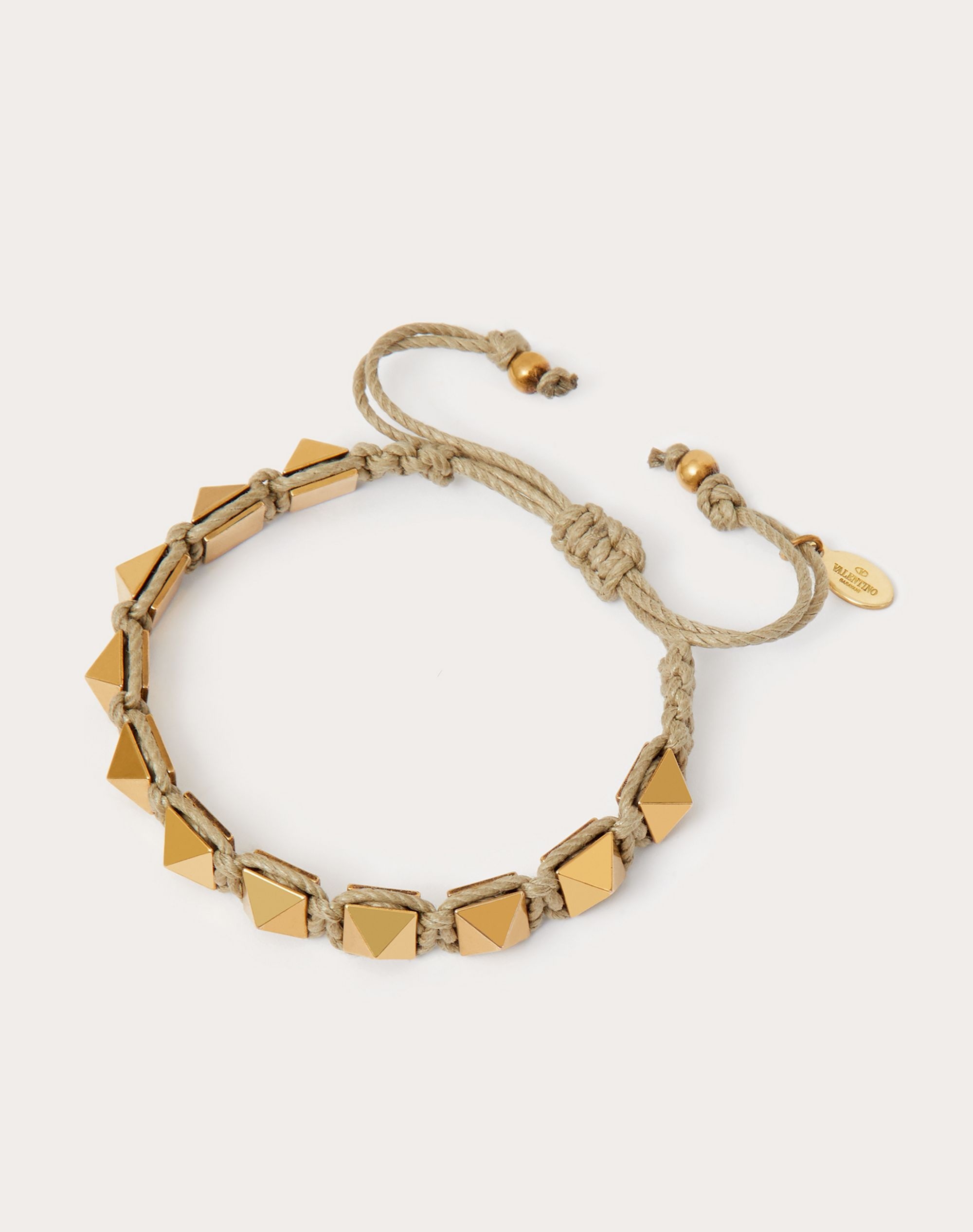 Rockstud Bracelet in Waxed Cotton and Metal - 3