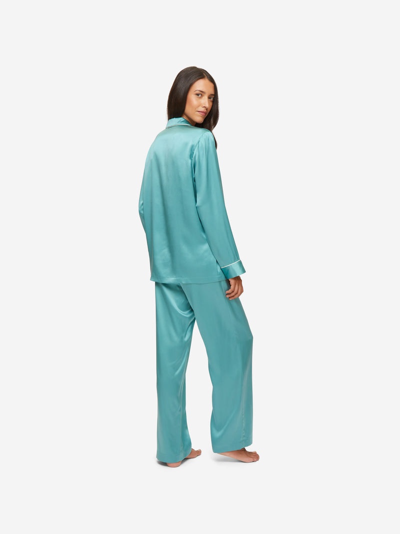 Women's Pyjamas Bailey Silk Satin Sea Foam Green - 4