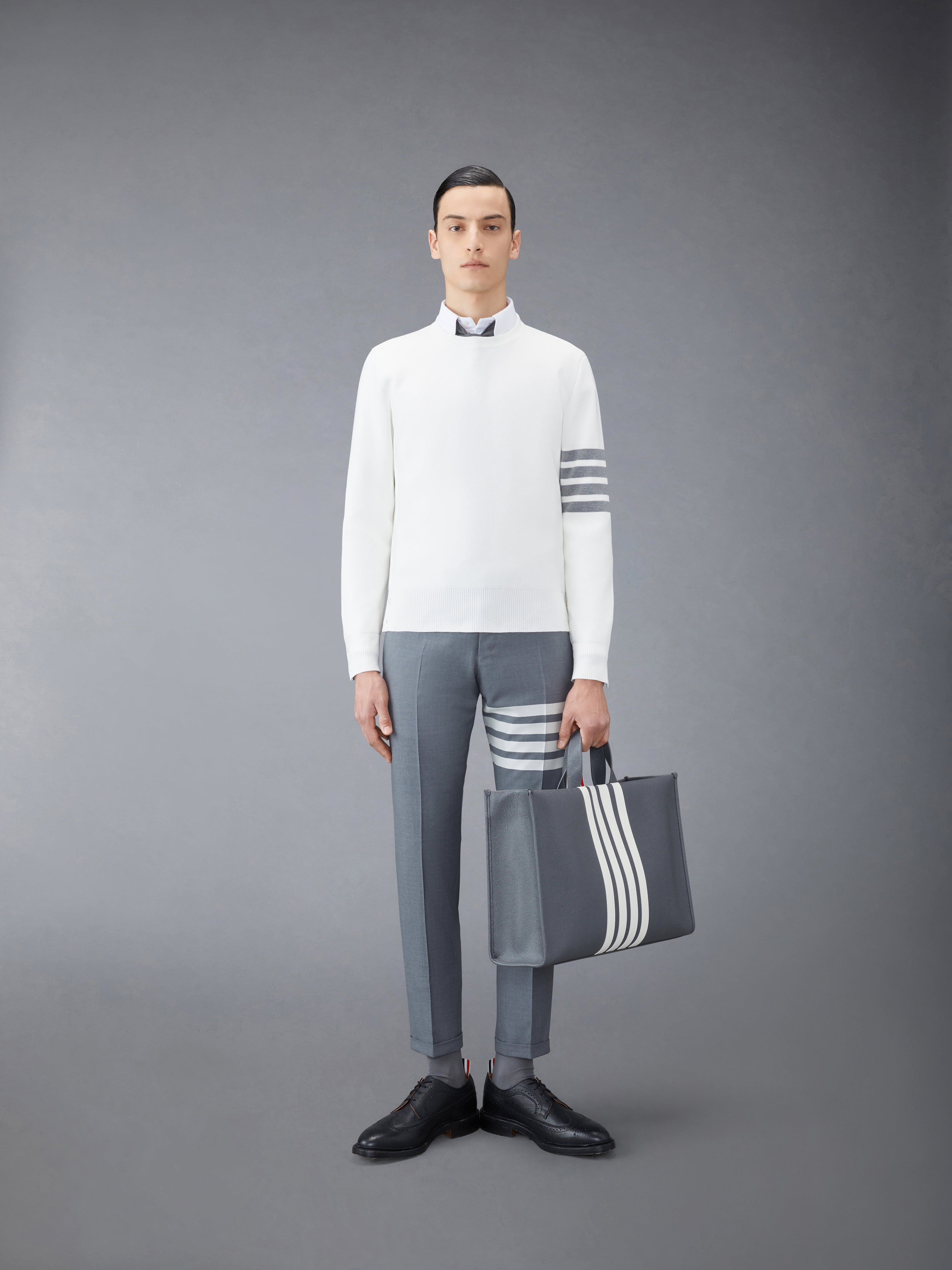 Whitemilano Stitch Cotton 4-bar Crew Neck Pullover - 3
