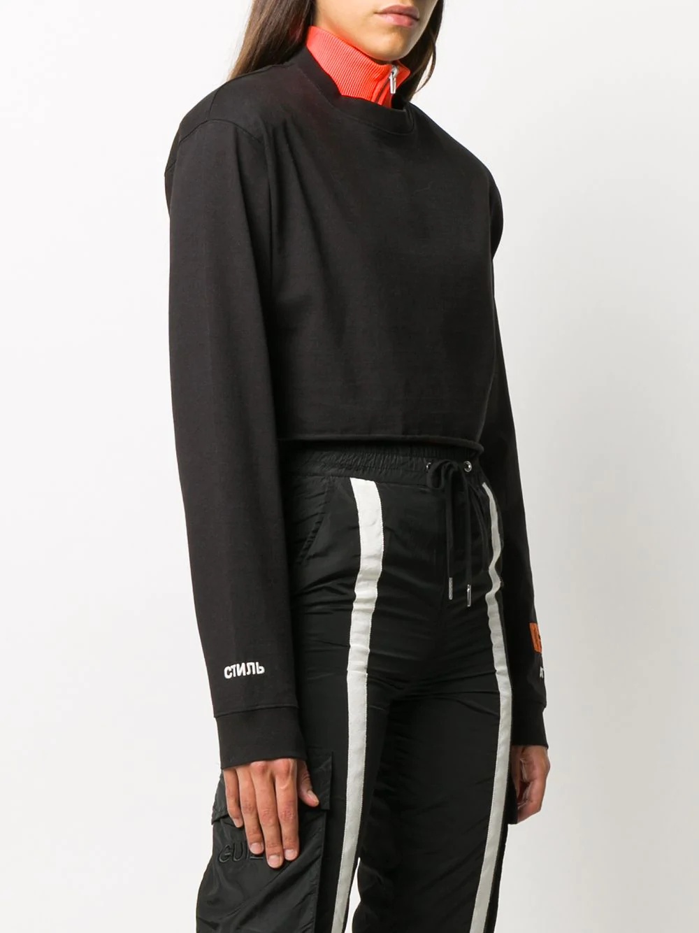 logo patch cropped sweatshirt - 3