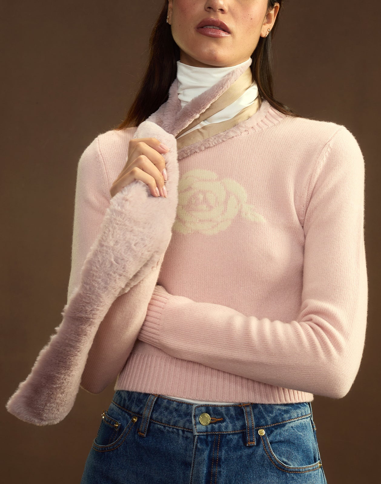 Out East Faux Fur Silk Scarf - 3