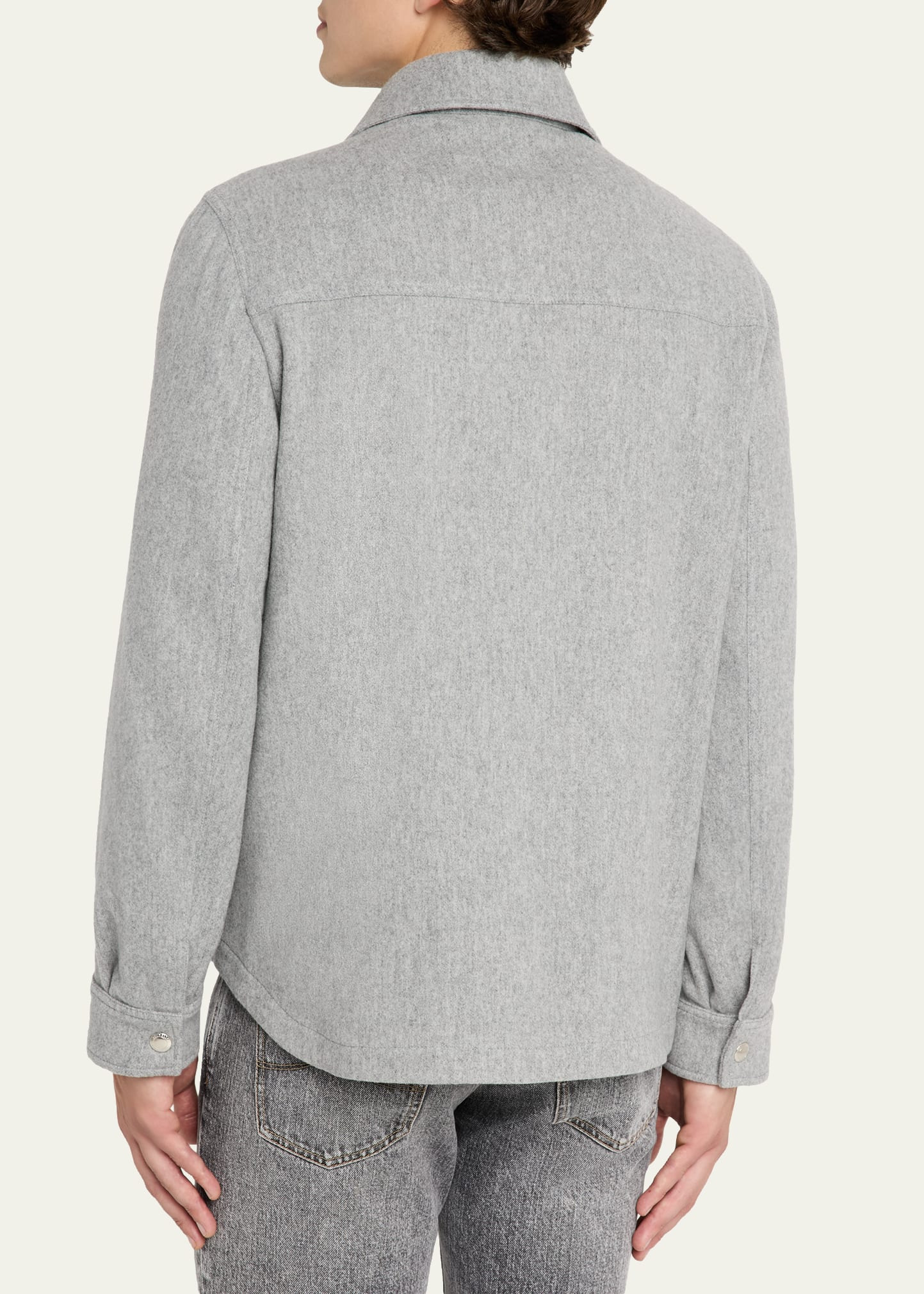 Men's Cashmere Padded Flap-Pocket Shirt Jacket - 3