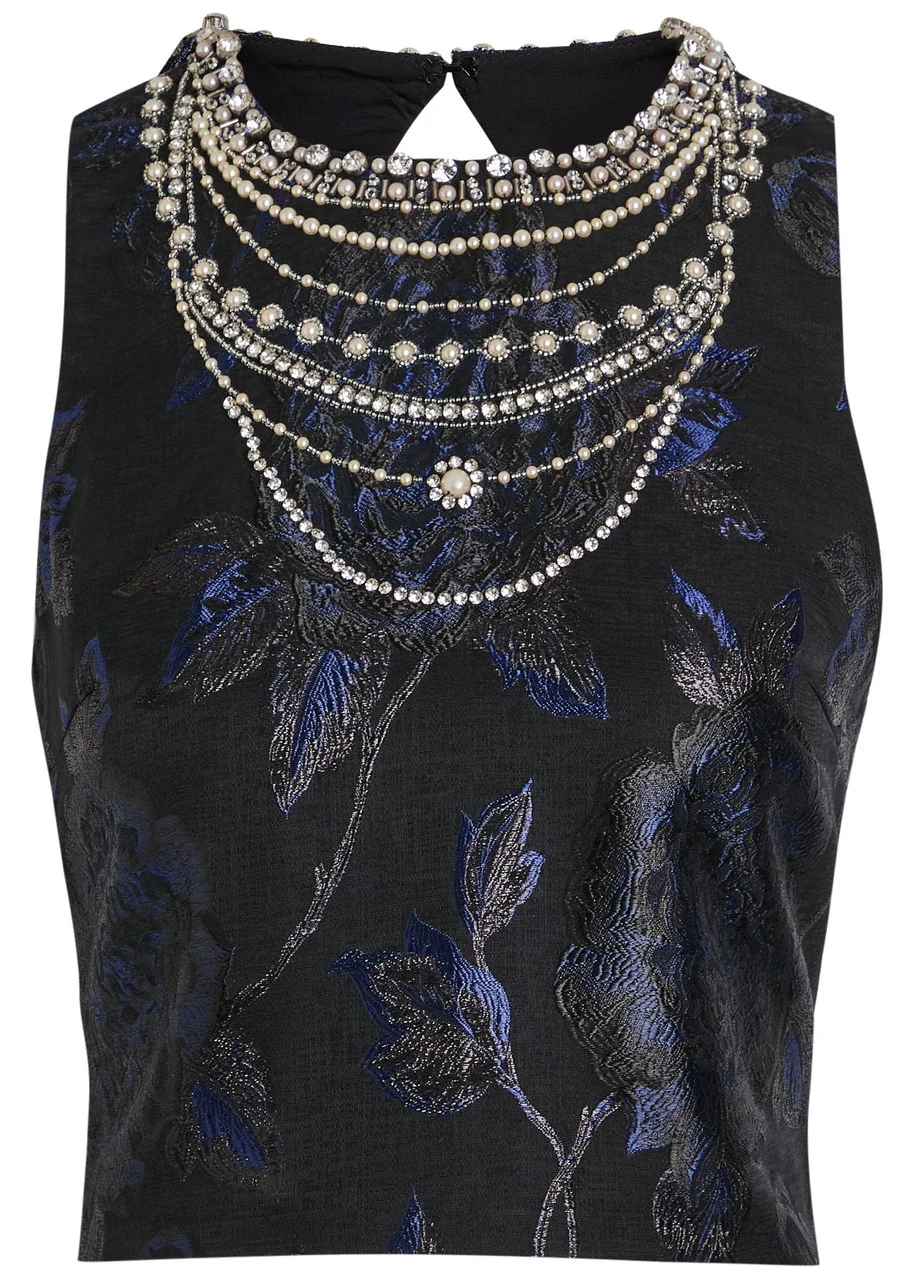 Alice + Olivia Cherra Embellished Woven Crop top - 1