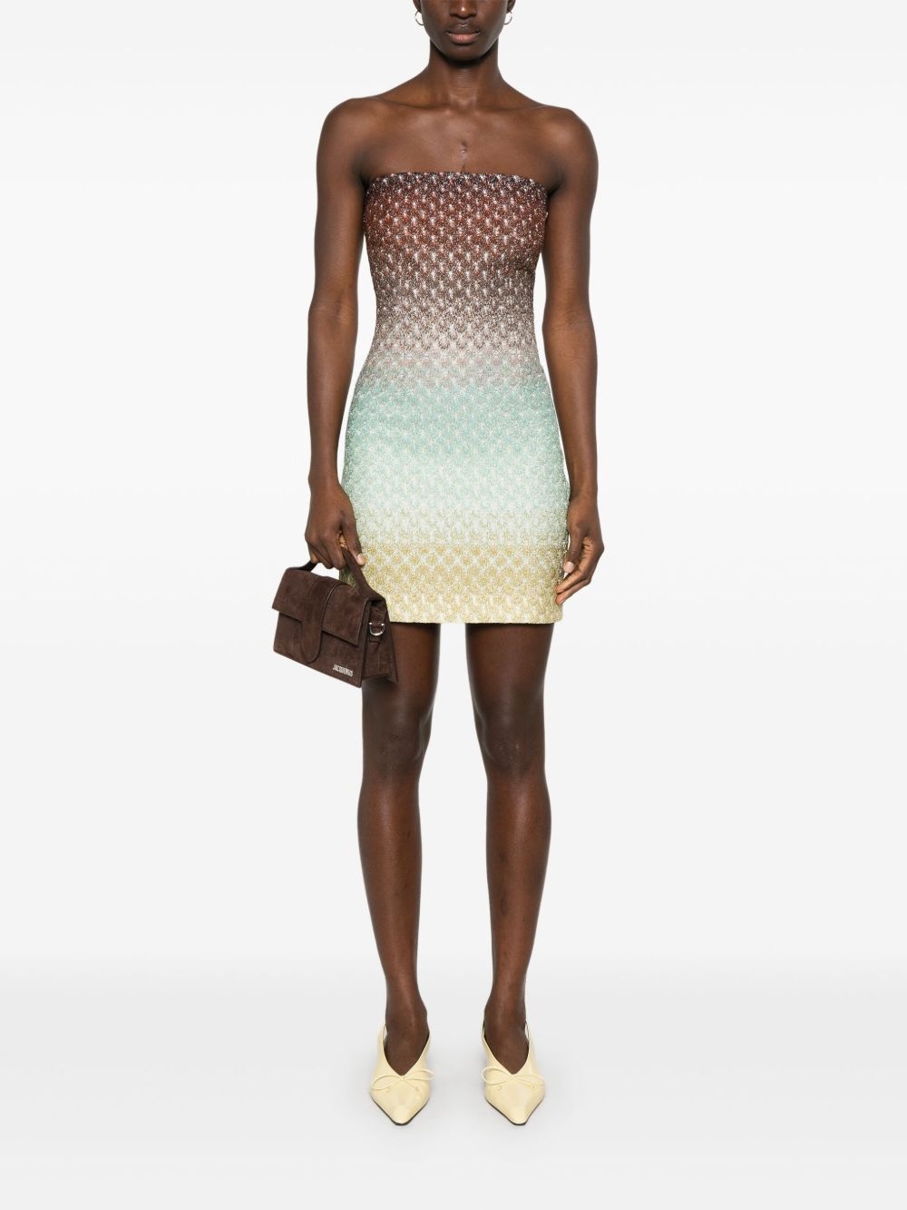 metallic-threading mini dress - 2