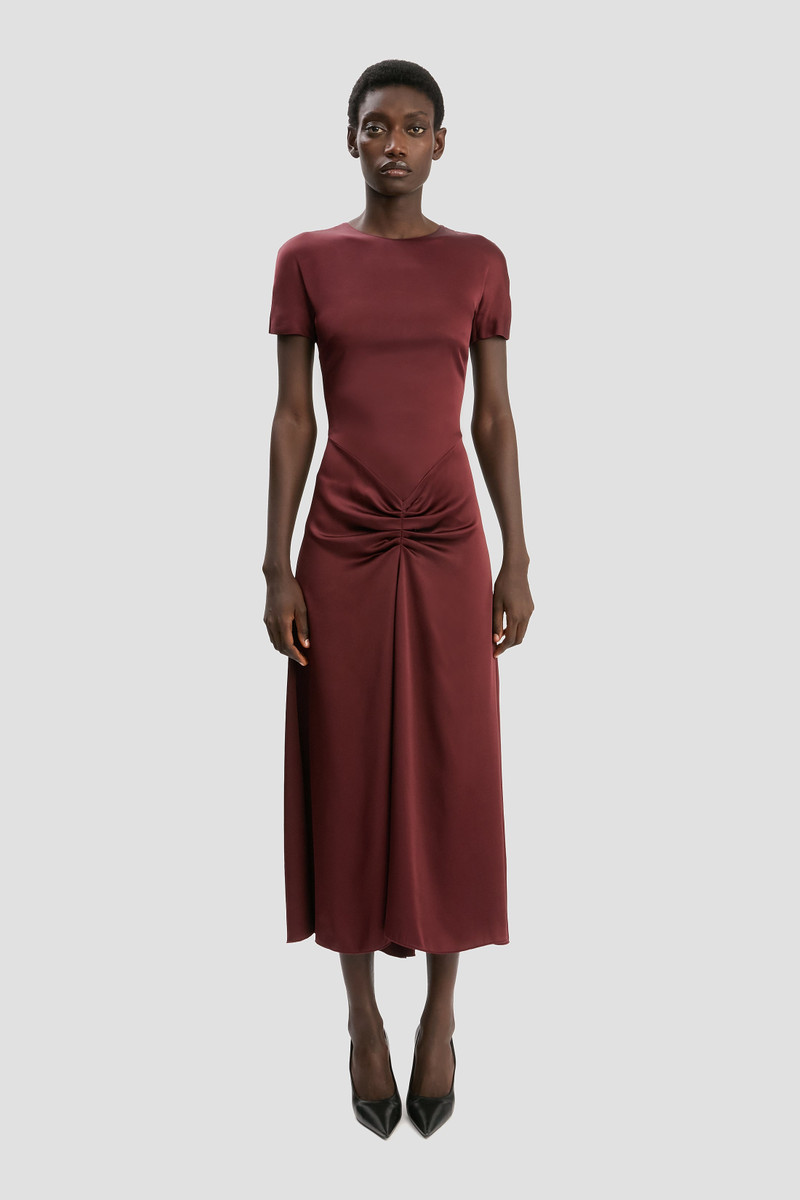 Victoria Beckham Blaire Midi Dress In Cinnabar Red outlook