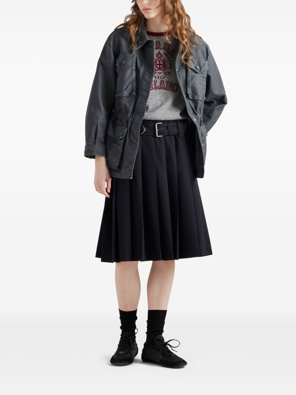 belted pleated skirt - 2