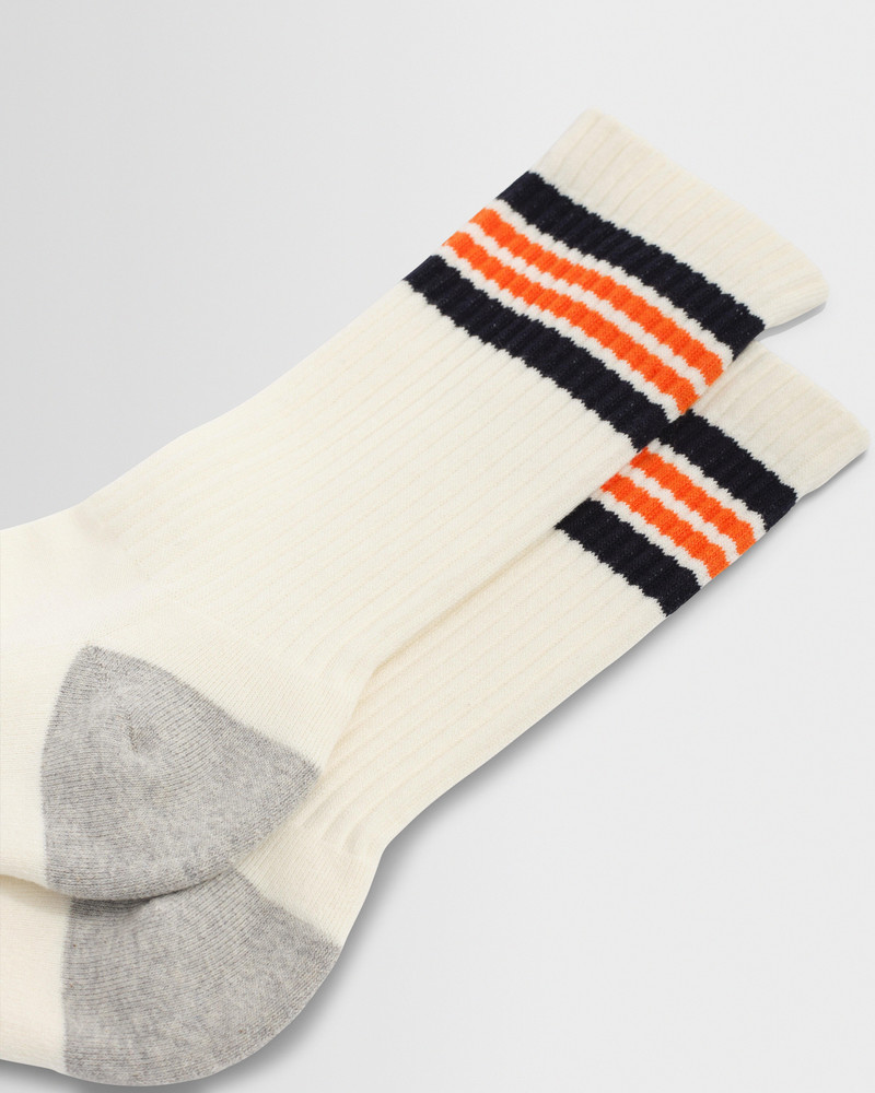Wax London Thorpe - Ecru And Orange Branded Stripe Socks outlook