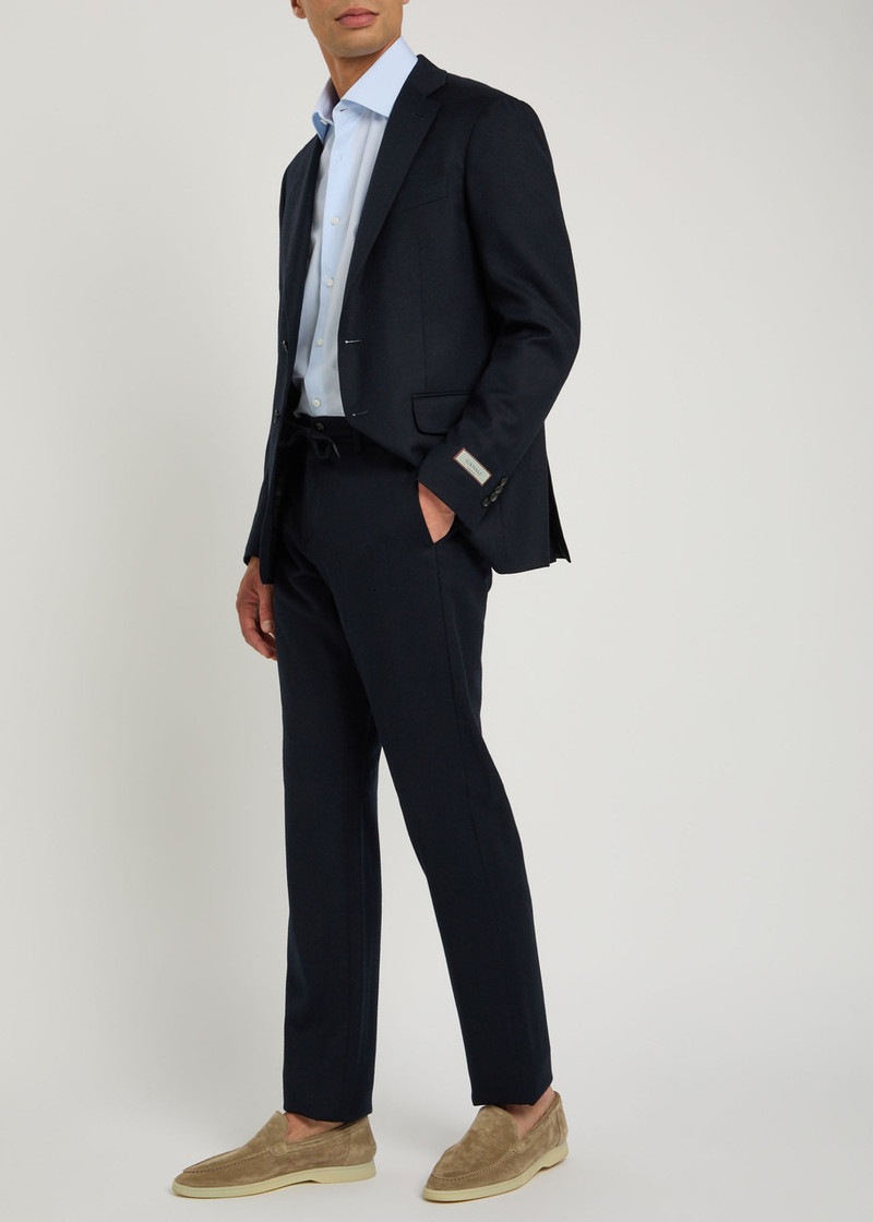 Canali Drawstring Slim Straight-leg Wool Trousers 4