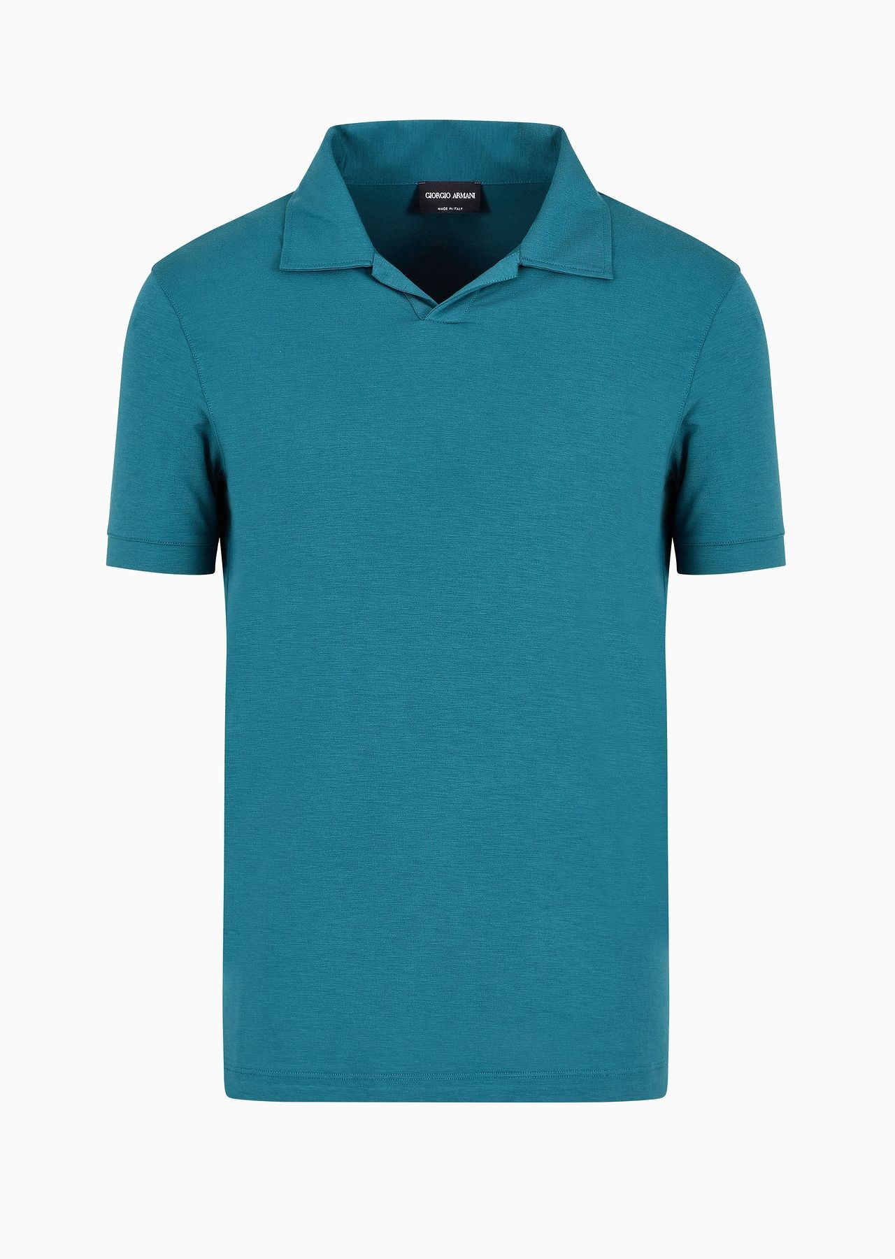 Stretch viscose jersey short-sleeved polo shirt - 1