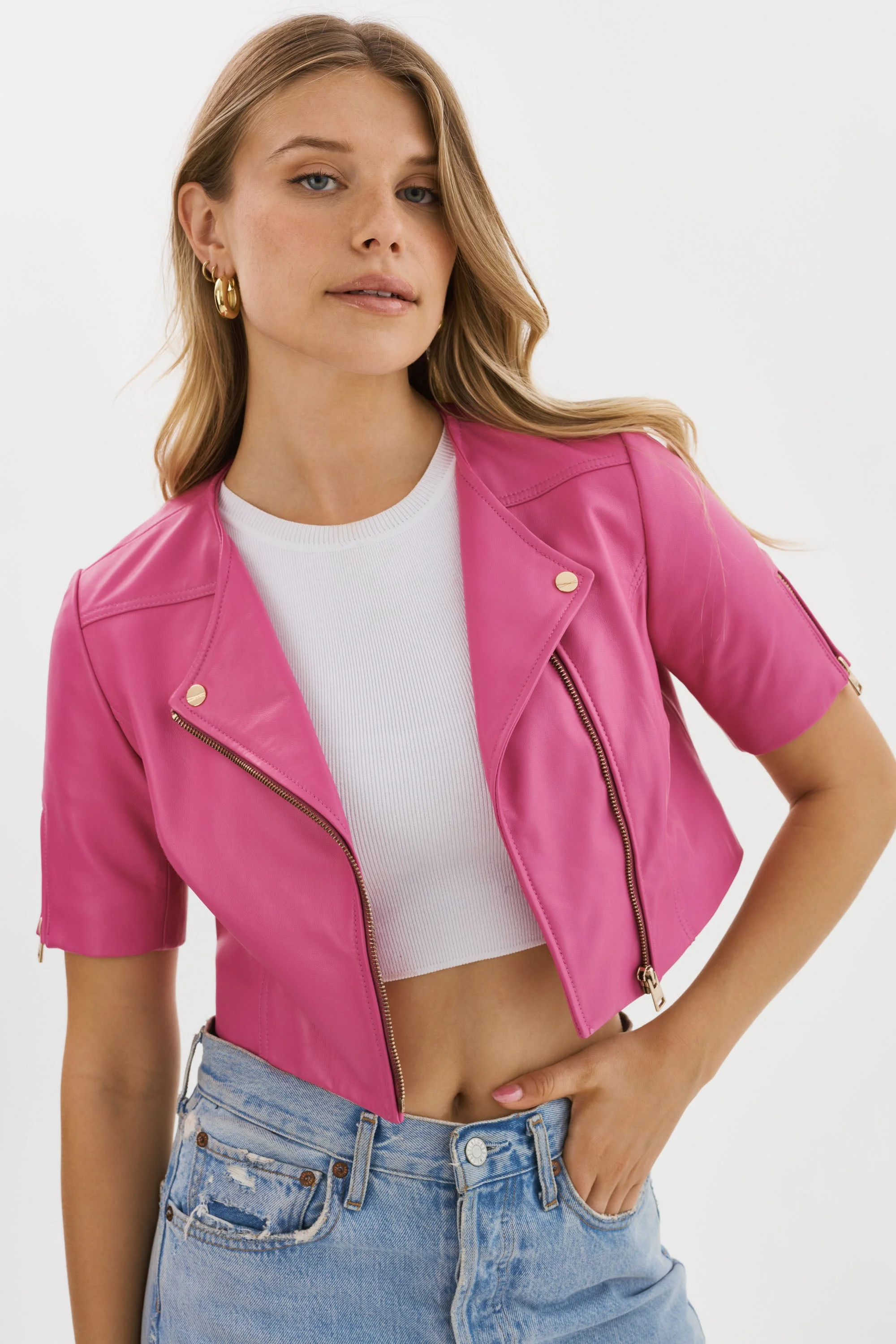KIRSI GOLD | Cropped Biker Jacket - 1