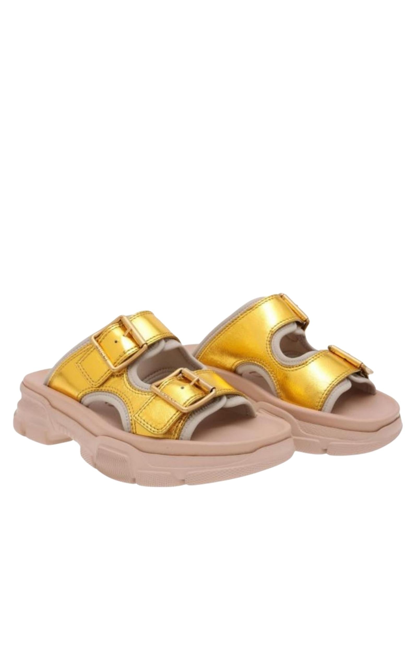 Leather Chunky Slide Sandals - 2