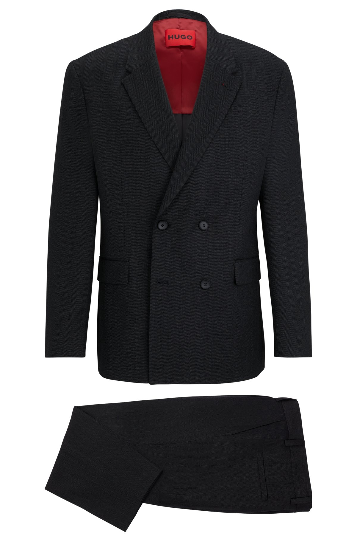 DOUBLE-BREASTED SLIM-FIT SUIT IN HERRINGBONE FABRIC - 9