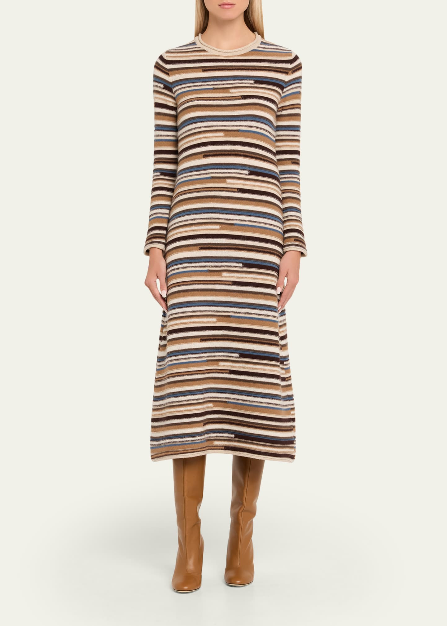 Sanders Striped Knit Midi Dress - 2