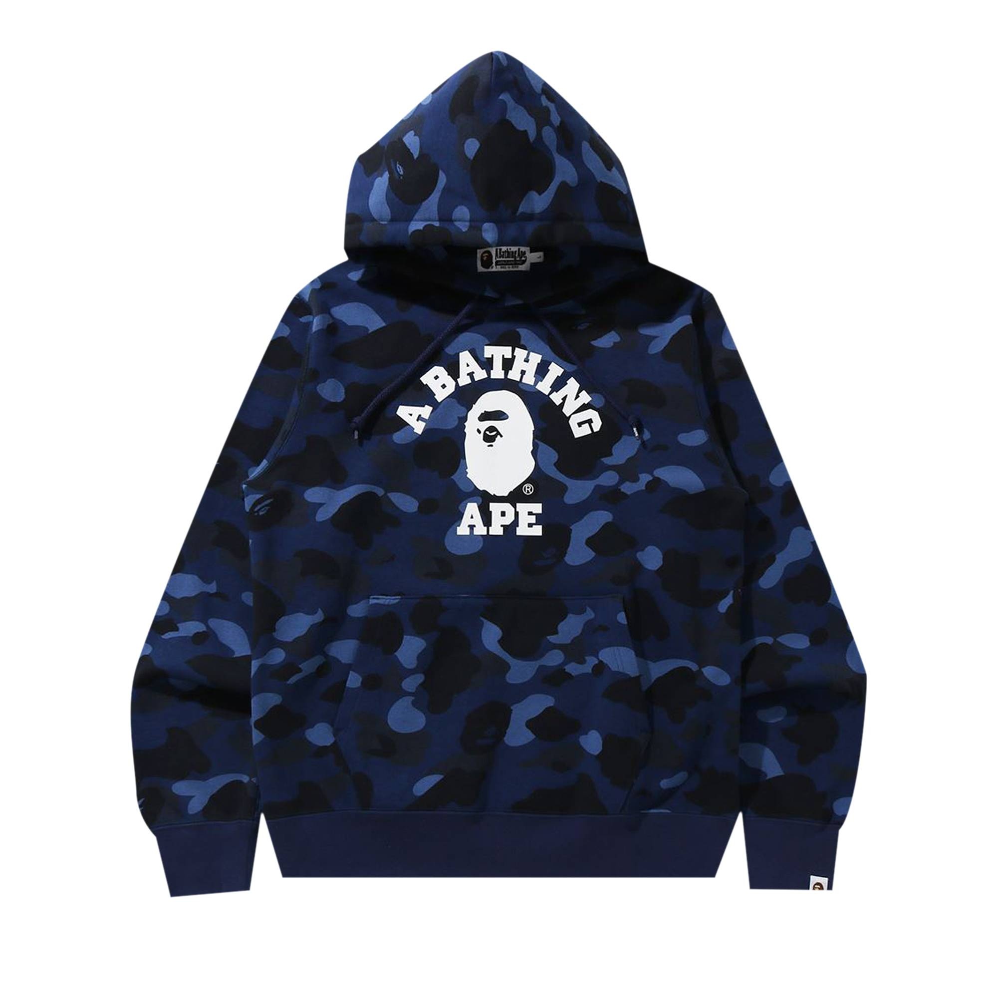 BAPE Online Exclusive Color Camo College Pullover Hoodie 'Navy' - 1