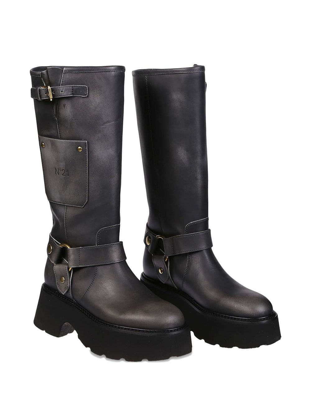 60mm buckle-strap platform boots - 3