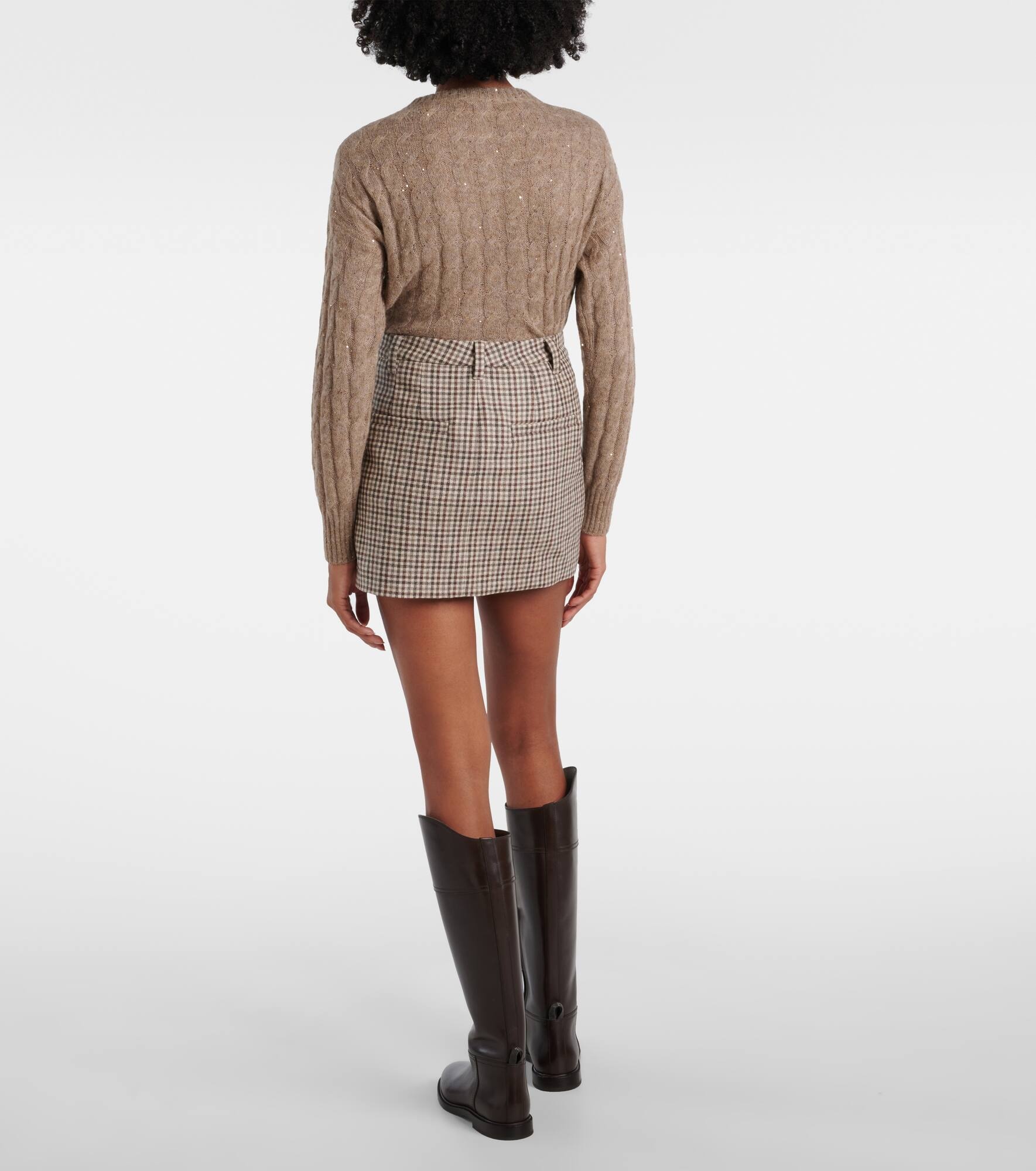 Checked virgin wool flannel miniskirt - 3