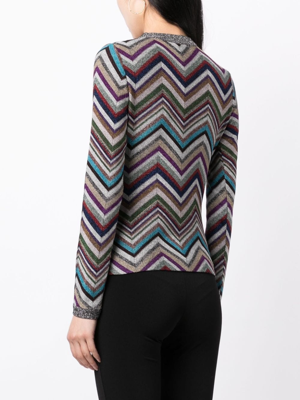 zigzag-print round-neck top - 4