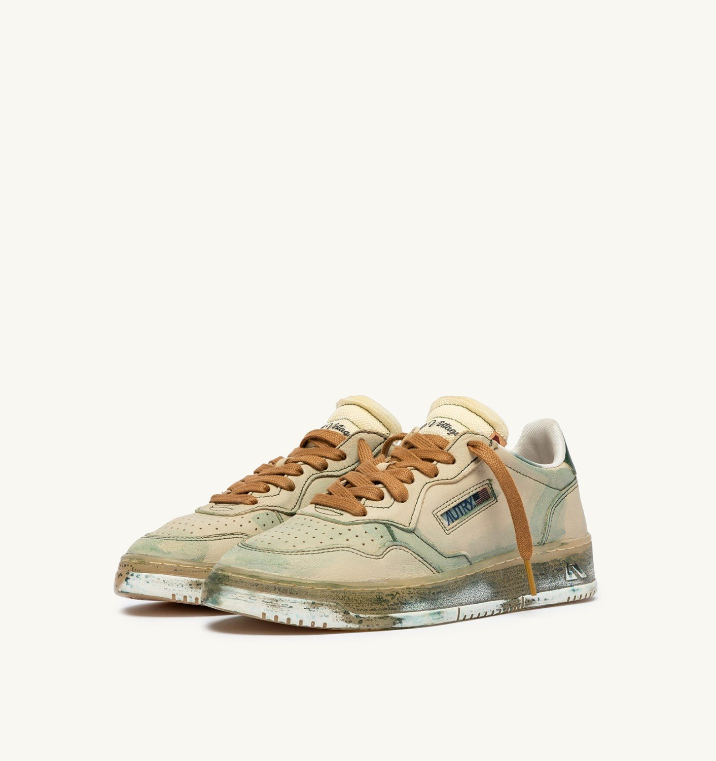 MEDALIST LOW SNEAKERS SUPER VINTAGE IN WOOD ASH AND GREENER PASTURES LEATHER - 3