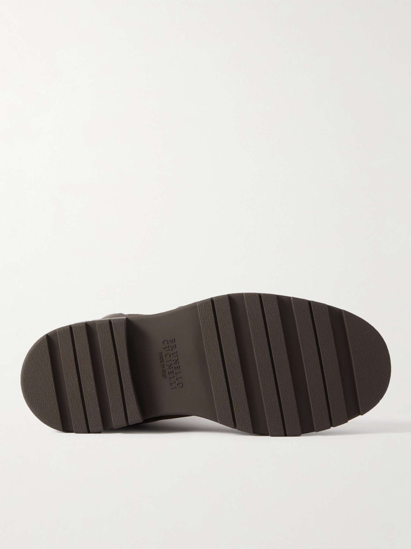 Rubber-Trimmed Nubuck and Leather Boots 7
