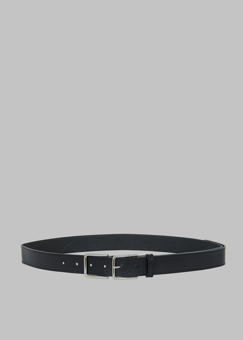 Willow Double Buckle Leather Belt - Black 6