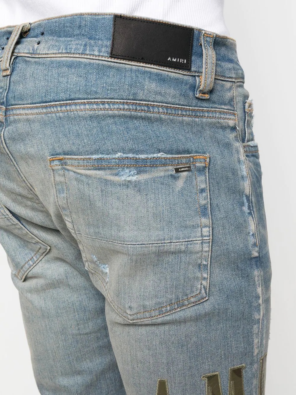 logo-print distressed skinny jeans - 5